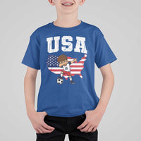 USA Soccer Dabbing Boy American Flag Fan T Shirt For Kid