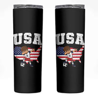 USA Soccer Dabbing Boy American Flag Fan Skinny Tumbler