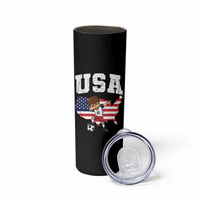USA Soccer Dabbing Boy American Flag Fan Skinny Tumbler