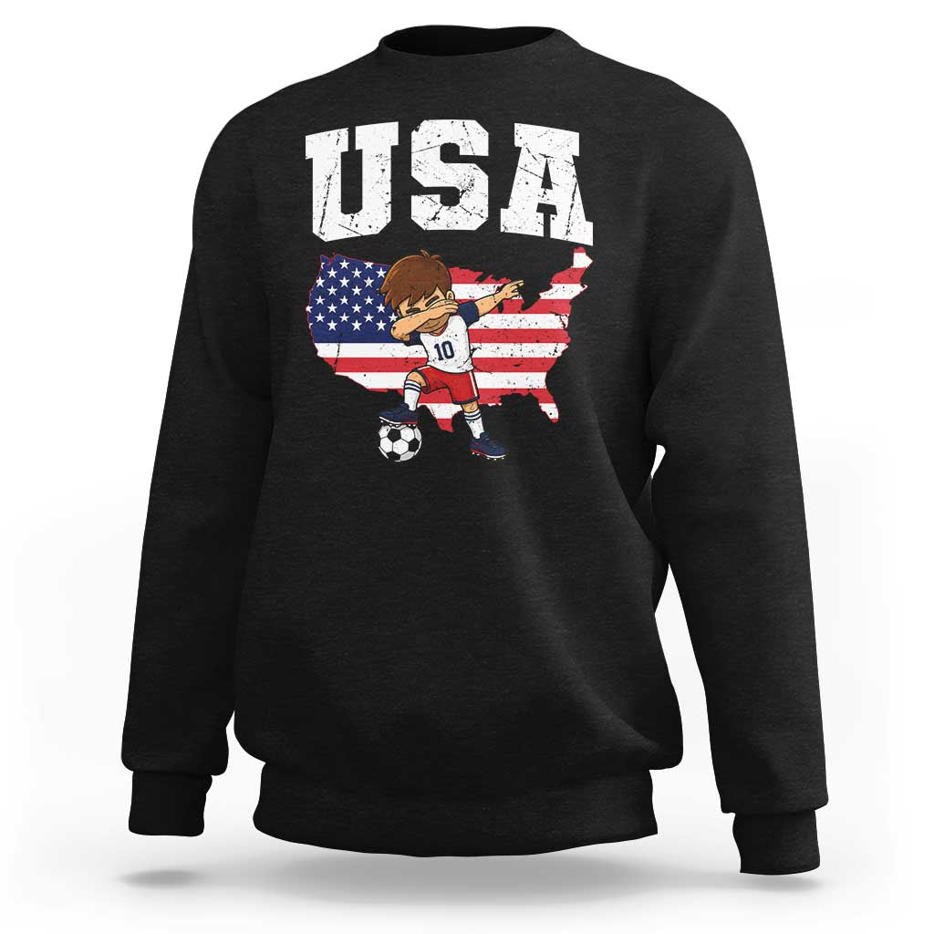 USA Soccer Dabbing Boy American Flag Fan Sweatshirt