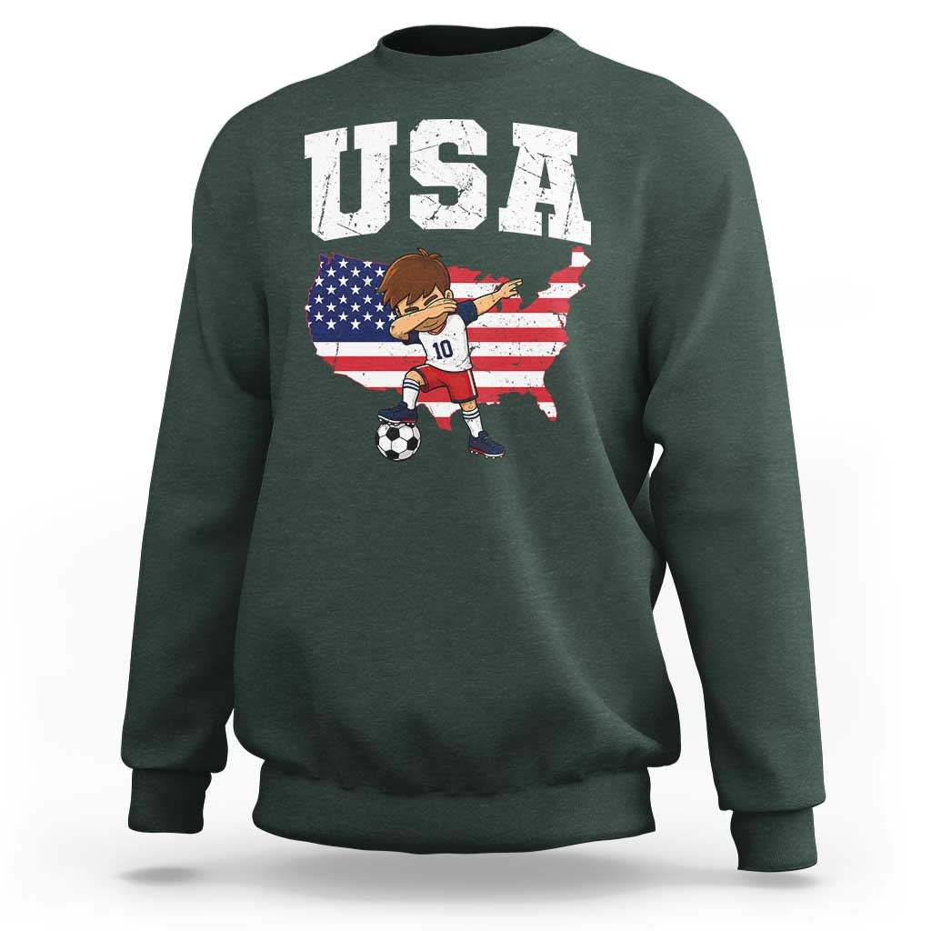 USA Soccer Dabbing Boy American Flag Fan Sweatshirt