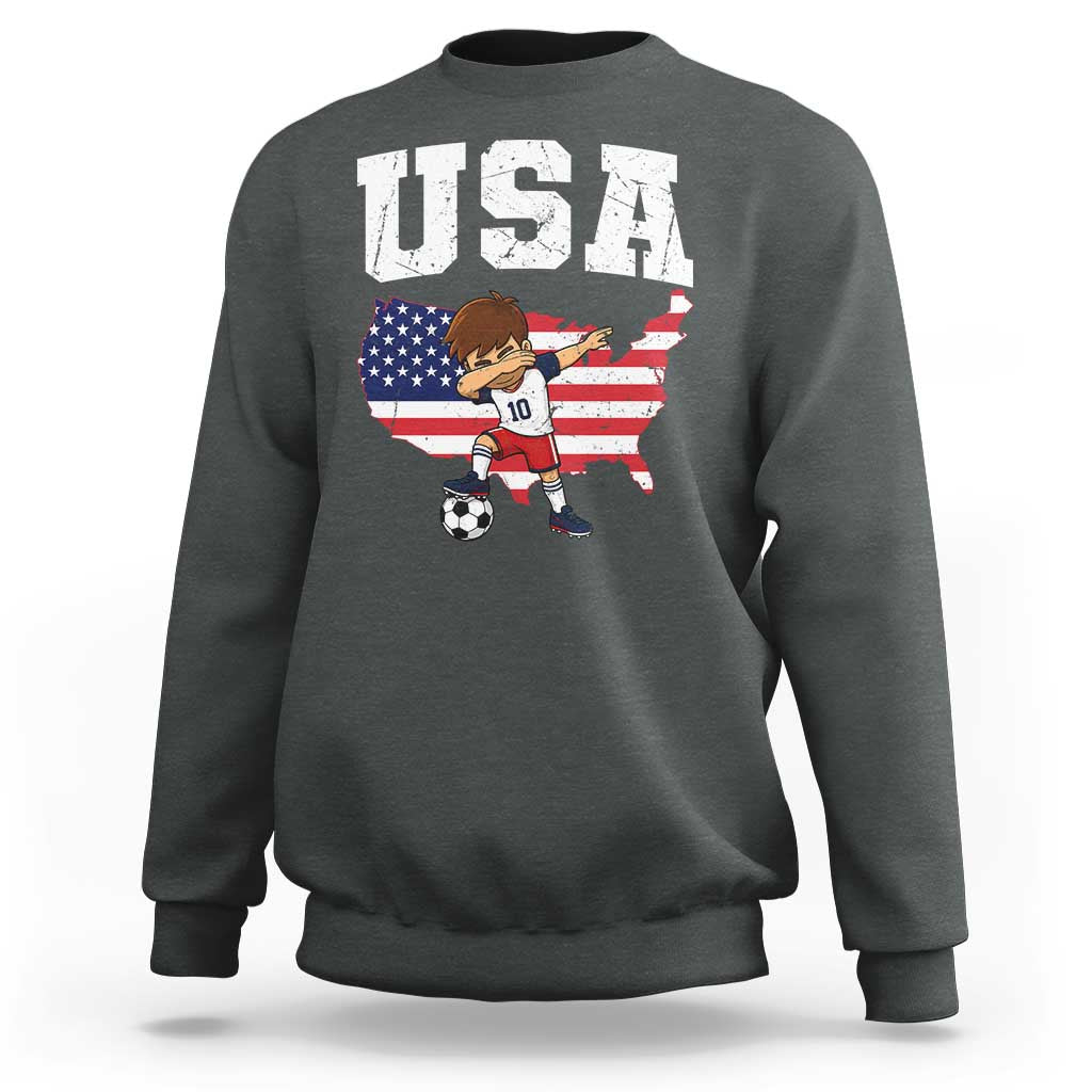 USA Soccer Dabbing Boy American Flag Fan Sweatshirt