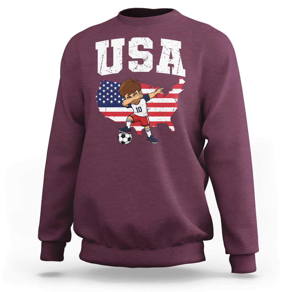USA Soccer Dabbing Boy American Flag Fan Sweatshirt
