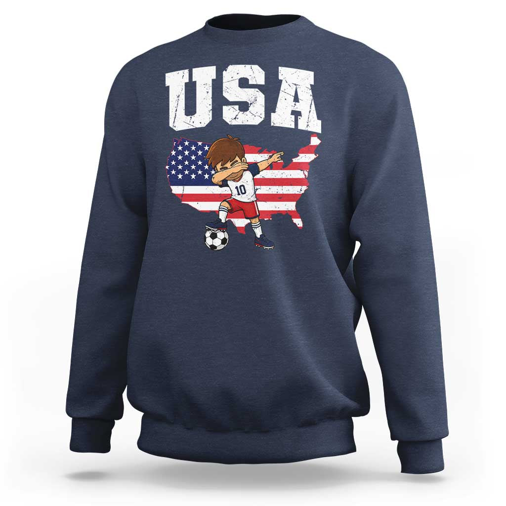 USA Soccer Dabbing Boy American Flag Fan Sweatshirt