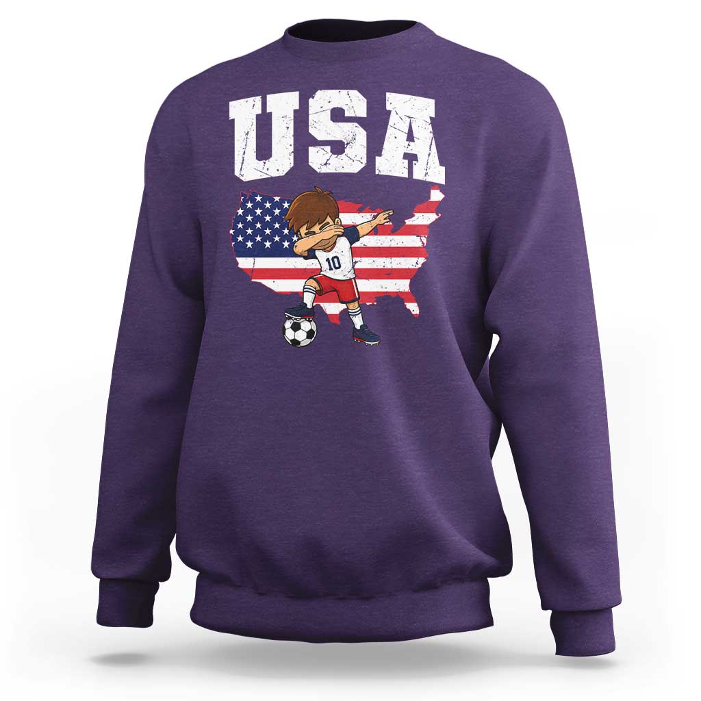 USA Soccer Dabbing Boy American Flag Fan Sweatshirt