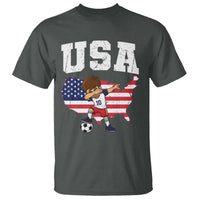 USA Soccer Dabbing Boy American Flag Fan T Shirt