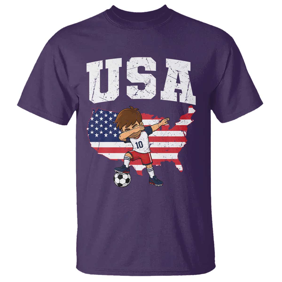 USA Soccer Dabbing Boy American Flag Fan T Shirt