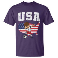 USA Soccer Dabbing Boy American Flag Fan T Shirt