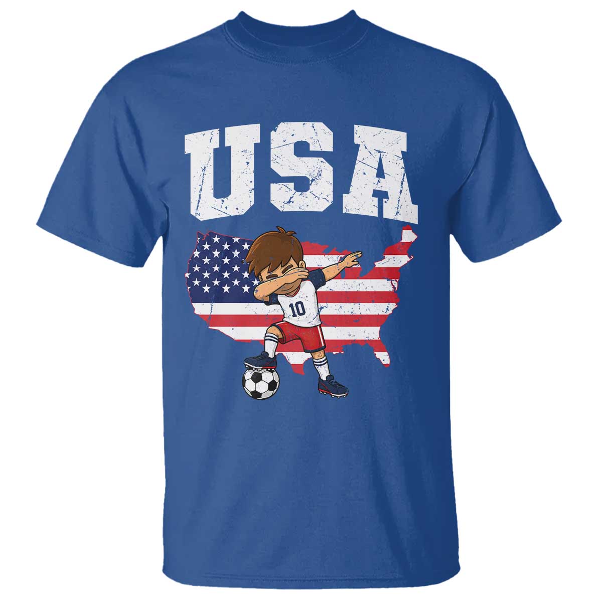 USA Soccer Dabbing Boy American Flag Fan T Shirt