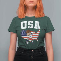 USA Soccer Dabbing Boy American Flag Fan T Shirt For Women