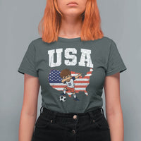 USA Soccer Dabbing Boy American Flag Fan T Shirt For Women