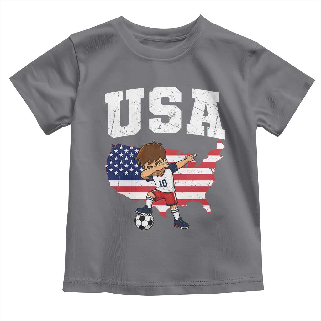 USA Soccer Dabbing Boy American Flag Fan Toddler T Shirt