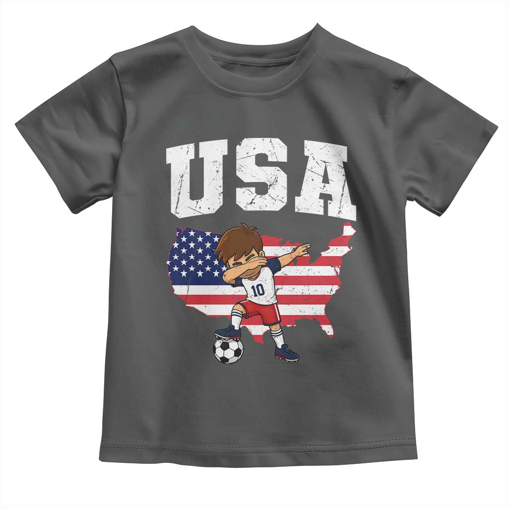 USA Soccer Dabbing Boy American Flag Fan Toddler T Shirt