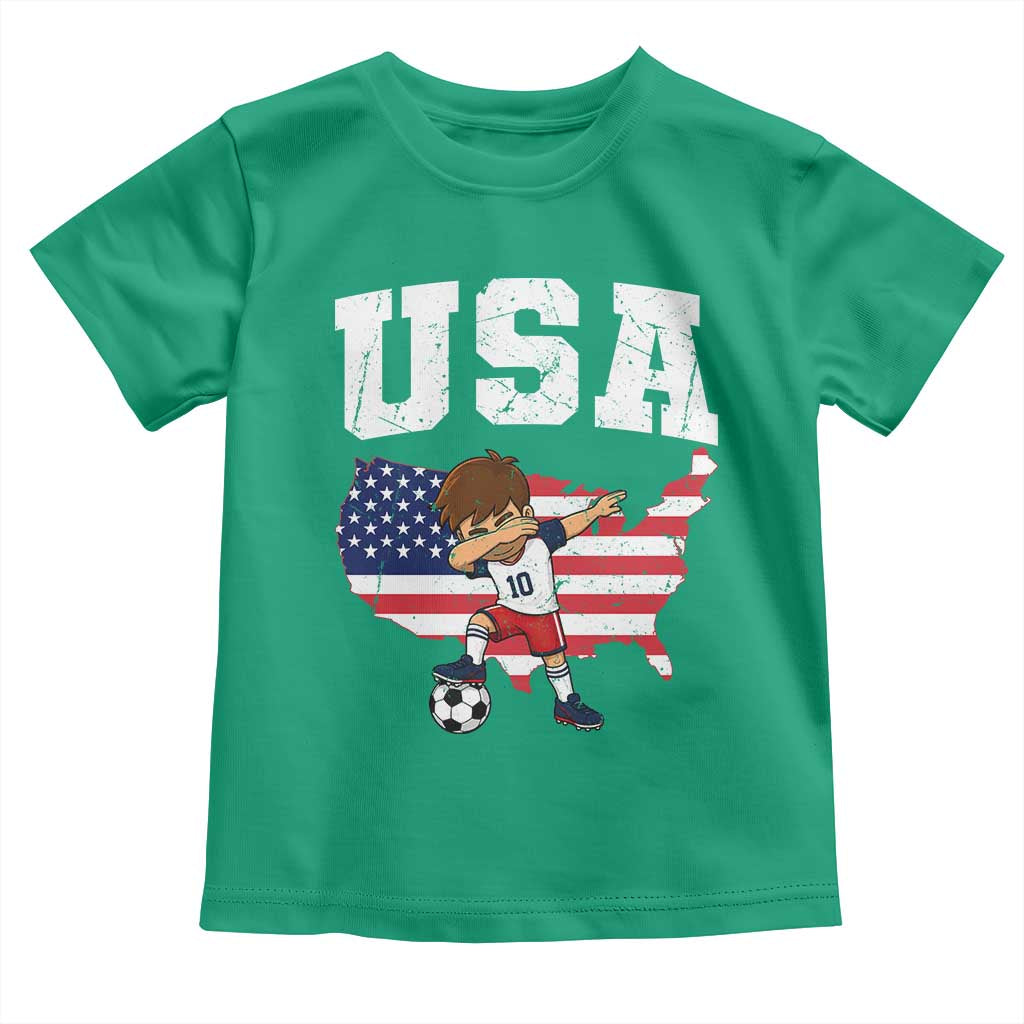 USA Soccer Dabbing Boy American Flag Fan Toddler T Shirt
