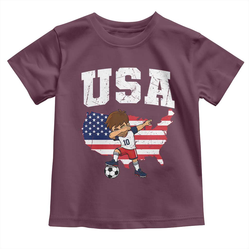 USA Soccer Dabbing Boy American Flag Fan Toddler T Shirt