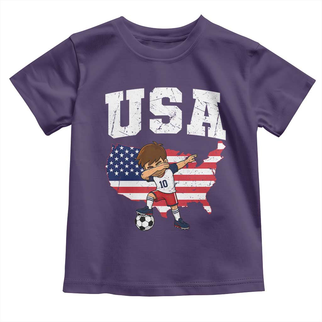 USA Soccer Dabbing Boy American Flag Fan Toddler T Shirt