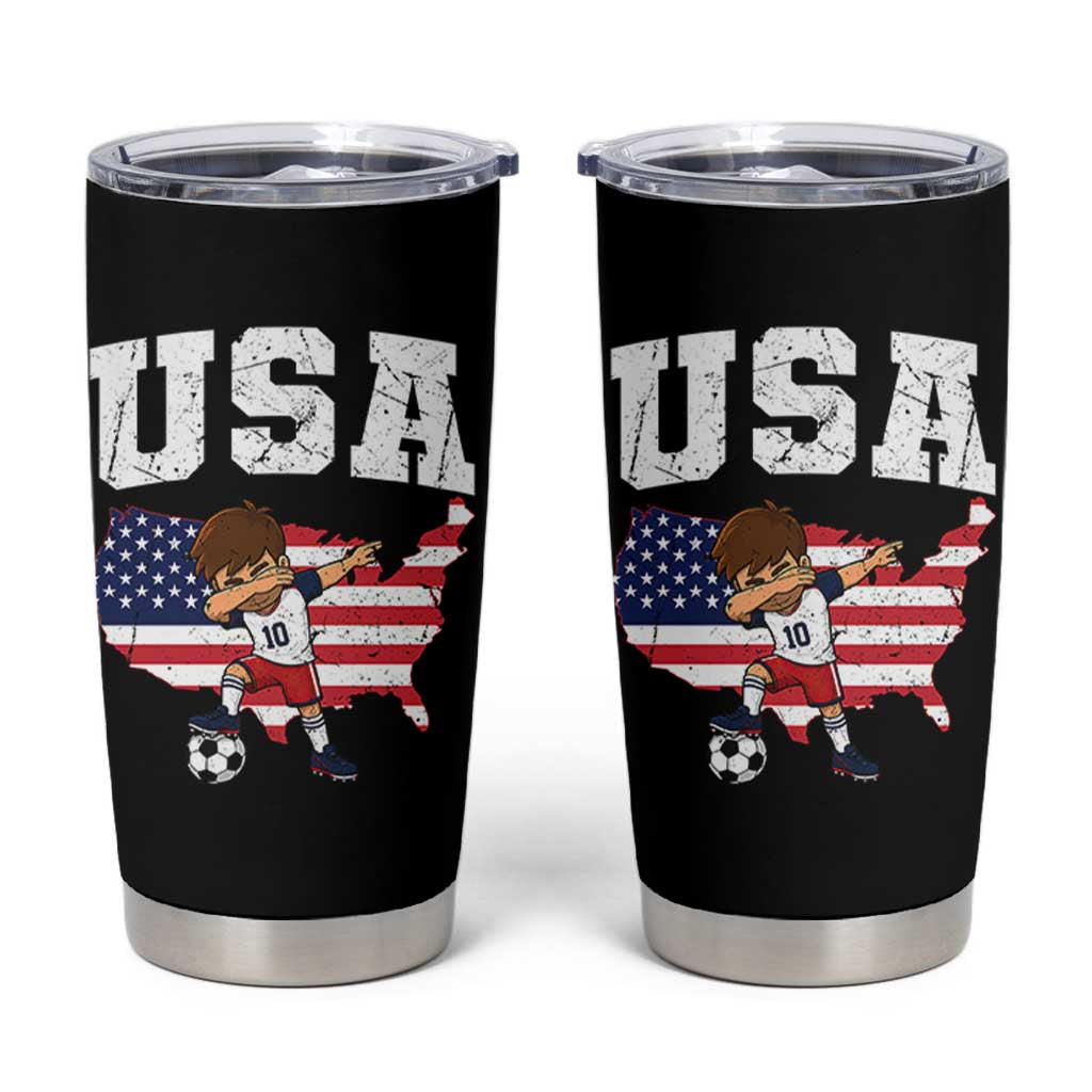USA Soccer Dabbing Boy American Flag Fan Tumbler Cup