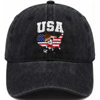 USA Soccer Dabbing Boy American Flag Fan Washed Cotton Baseball Cap