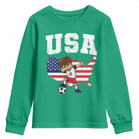 USA Soccer Dabbing Boy American Flag Fan Youth Sweatshirt
