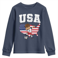 USA Soccer Dabbing Boy American Flag Fan Youth Sweatshirt