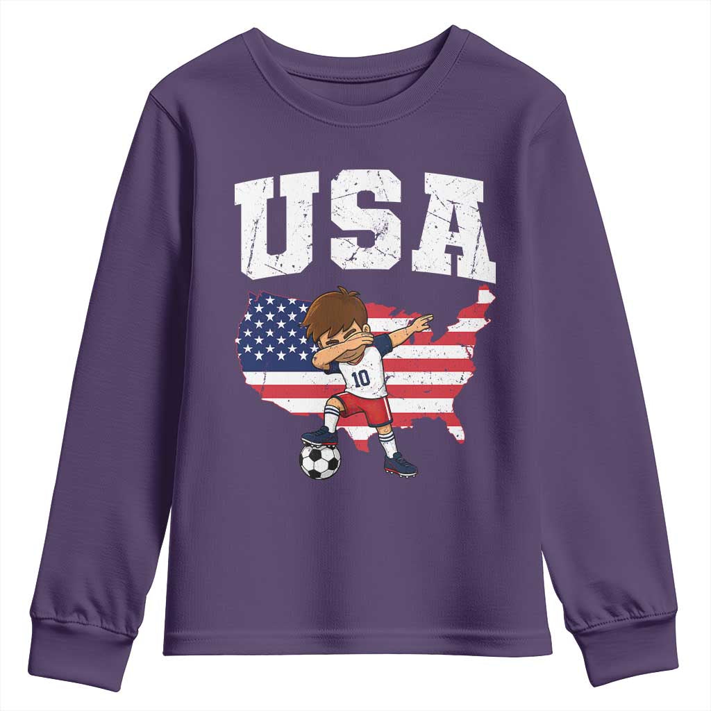USA Soccer Dabbing Boy American Flag Fan Youth Sweatshirt