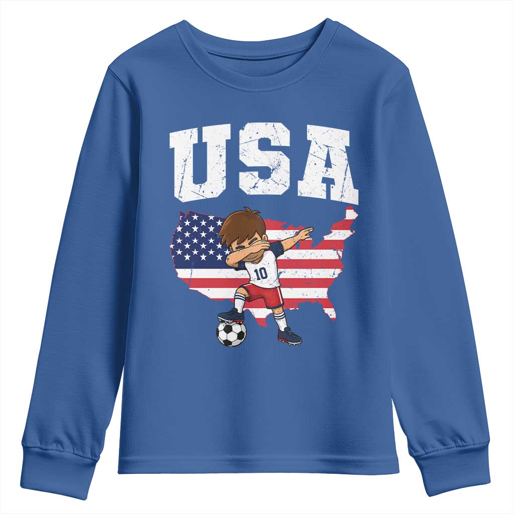 USA Soccer Dabbing Boy American Flag Fan Youth Sweatshirt
