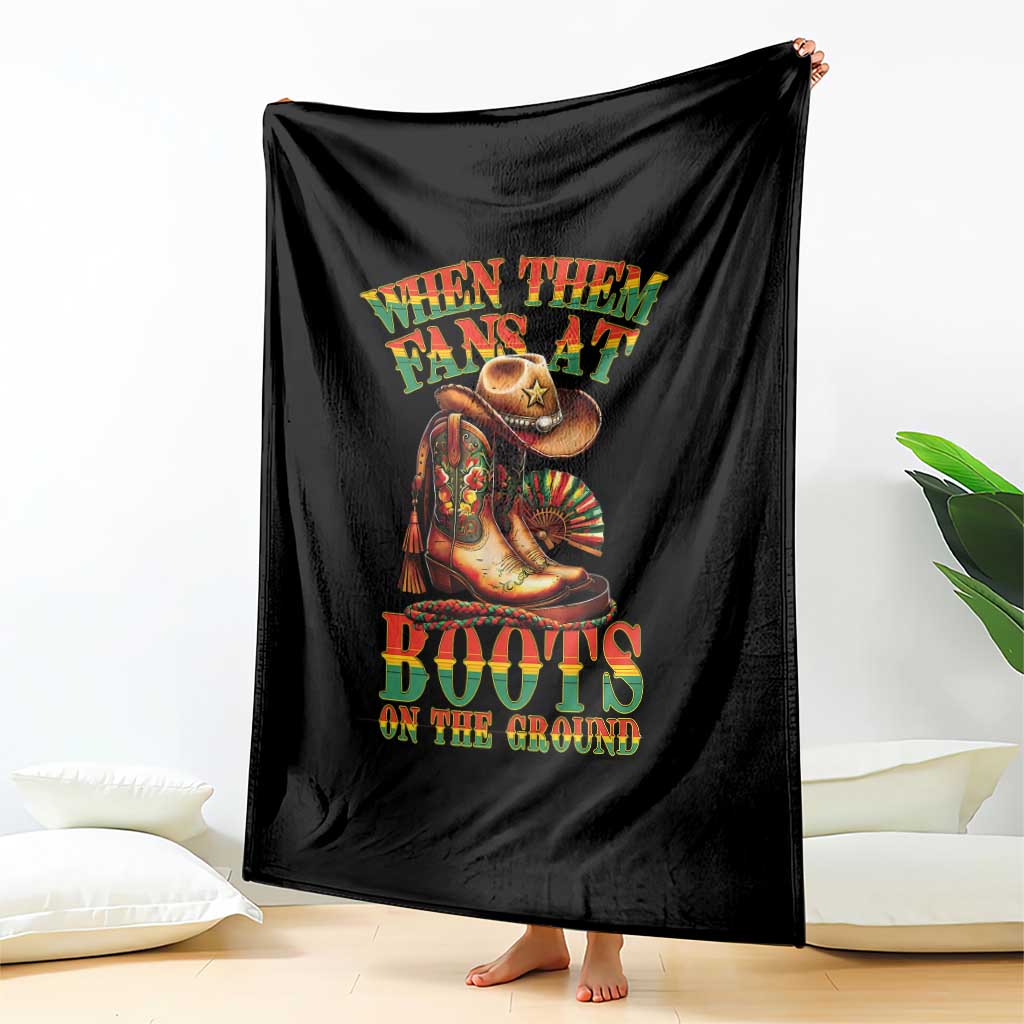 Black Cowgirl Throw Blanket When Them Fans At Boots On The Ground - Wonder Print Shop