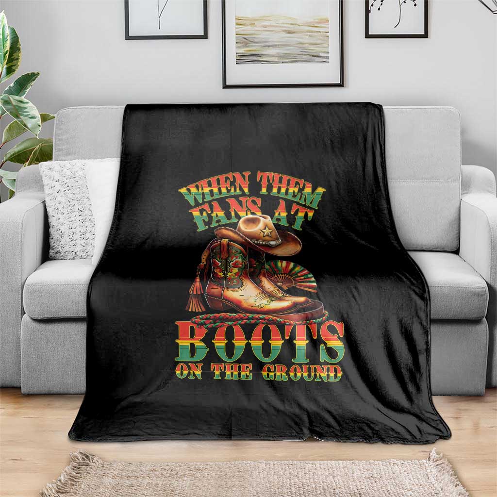 Black Cowgirl Throw Blanket When Them Fans At Boots On The Ground - Wonder Print Shop