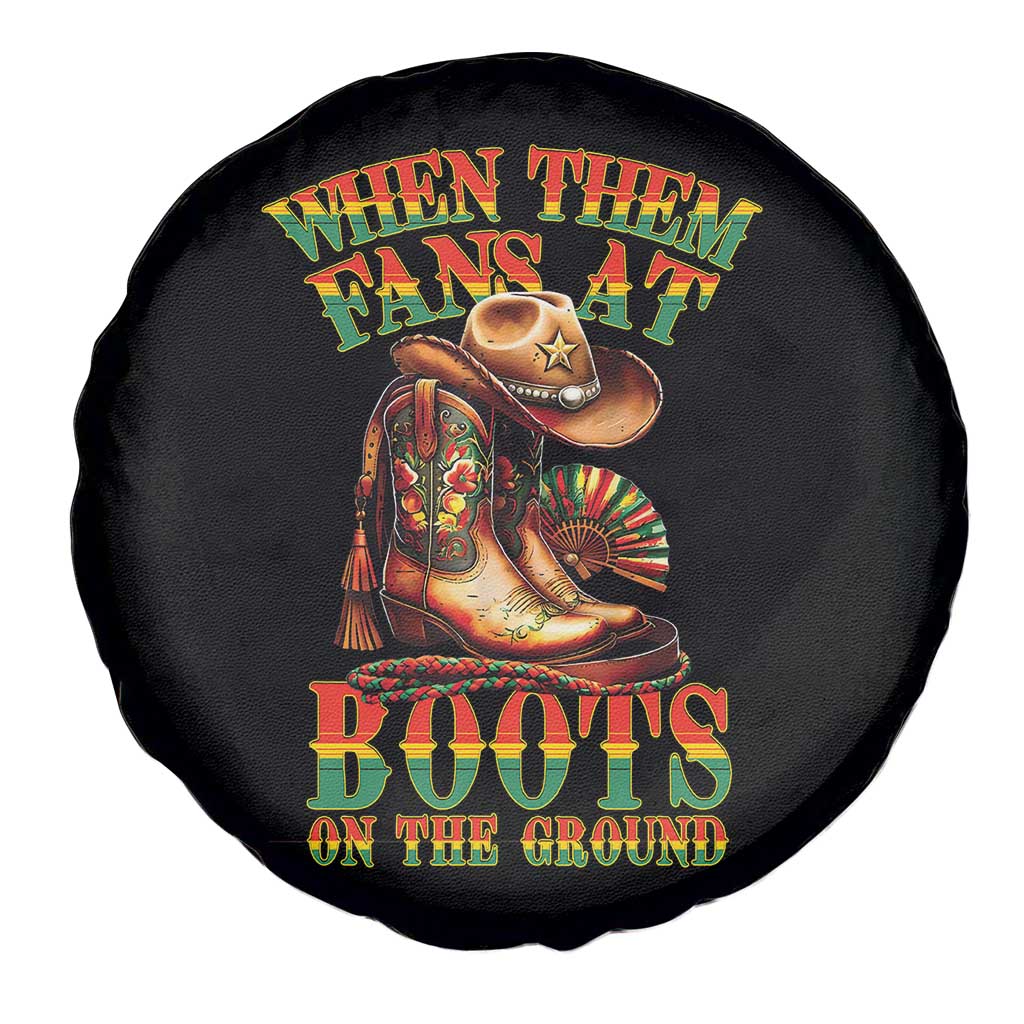 Black Cowgirl Spare Tire Cover When Them Fans At Boots On The Ground - Wonder Print Shop