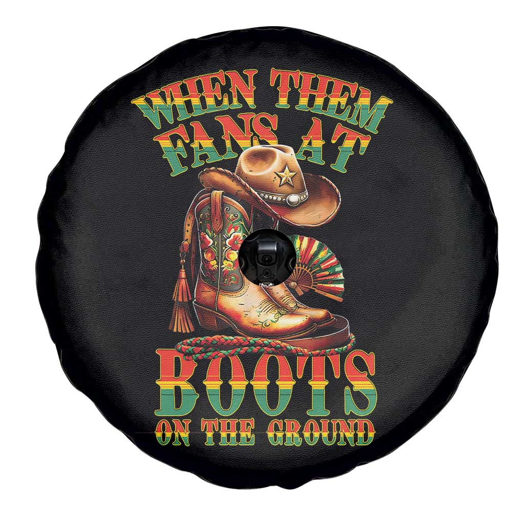 Black Cowgirl Spare Tire Cover When Them Fans At Boots On The Ground - Wonder Print Shop