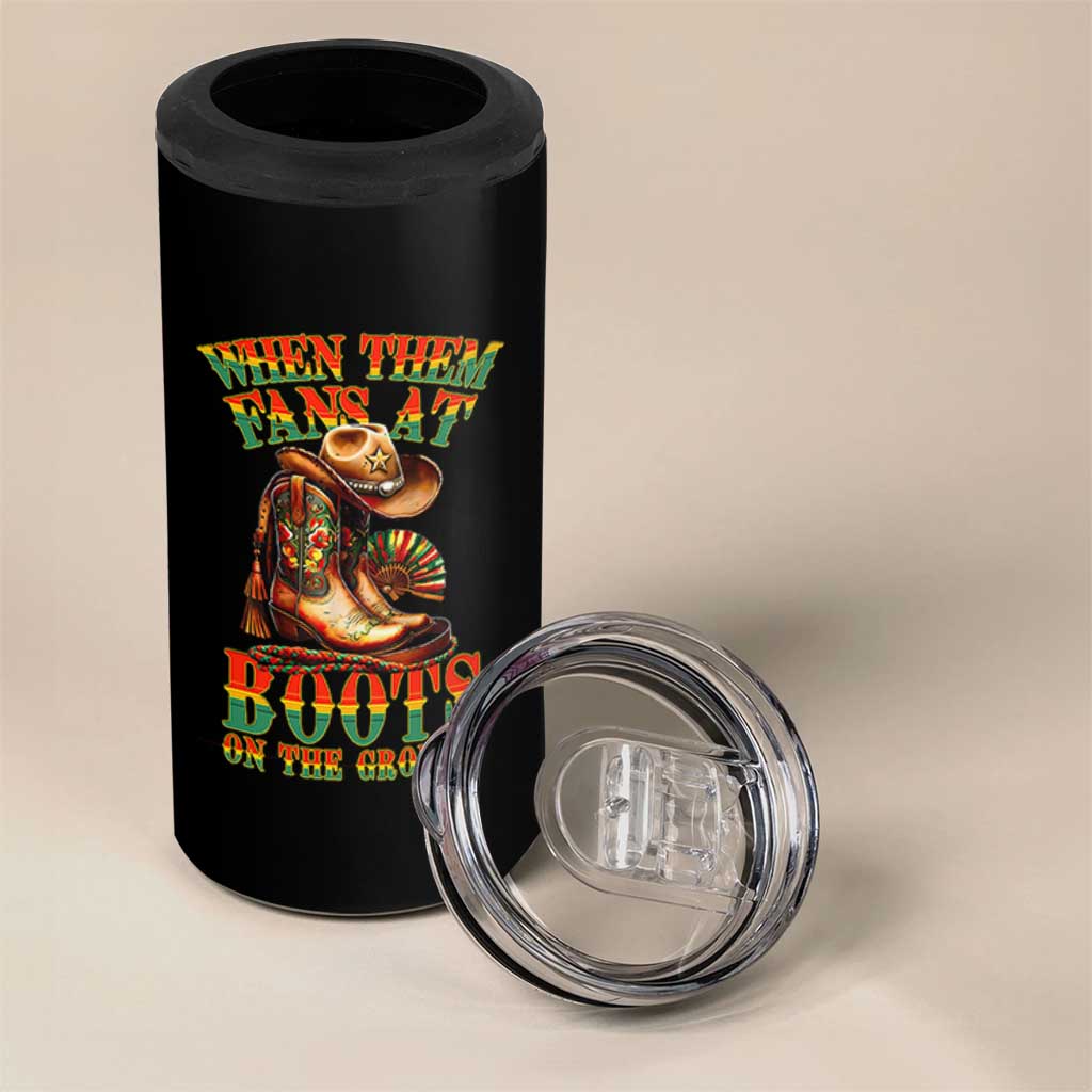 Black Cowgirl 4 in 1 Can Cooler Tumbler When Them Fans At Boots On The Ground - Wonder Print Shop