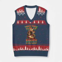 Black Cowgirl V-Neck Knit Sweater Vest When Them Fans At Boots On The Ground - Wonder Print Shop
