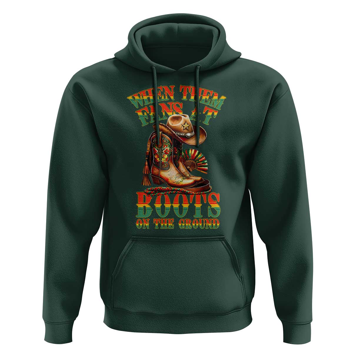 Black Cowgirl Hoodie When Them Fans At Boots On The Ground - Wonder Print Shop