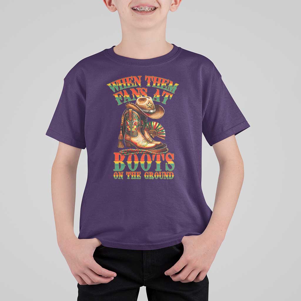 Black Cowgirl T Shirt For Kid When Them Fans At Boots On The Ground - Wonder Print Shop