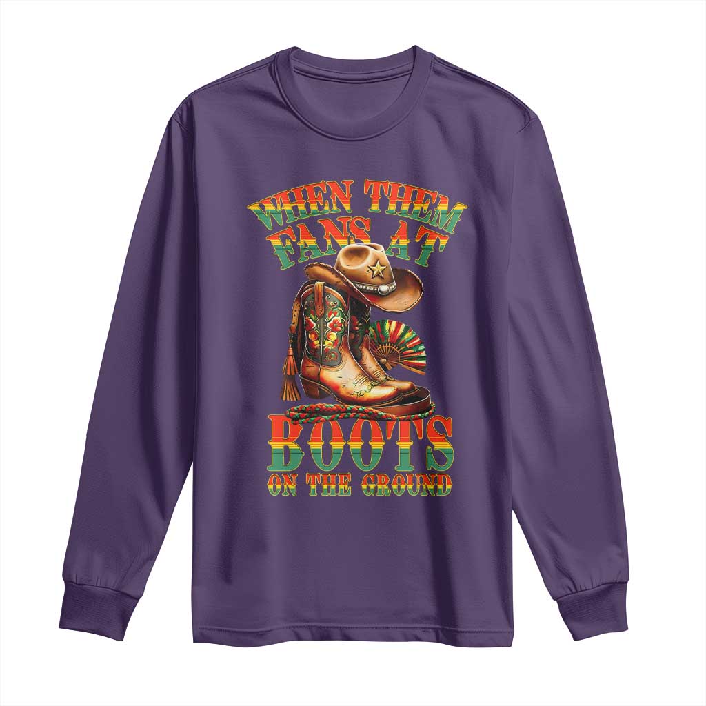 Black Cowgirl Long Sleeve Shirt When Them Fans At Boots On The Ground - Wonder Print Shop