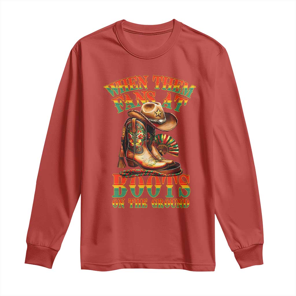 Black Cowgirl Long Sleeve Shirt When Them Fans At Boots On The Ground - Wonder Print Shop