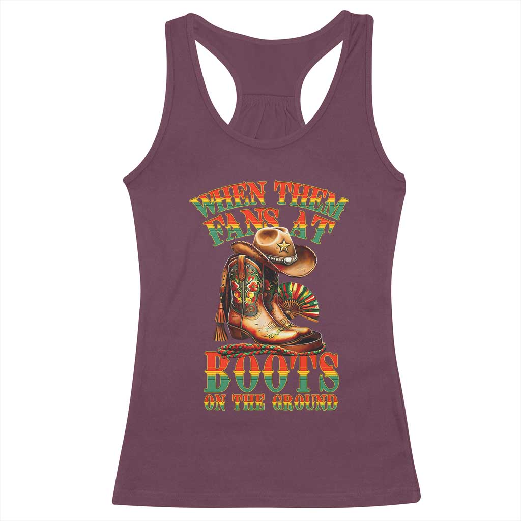 Black Cowgirl Racerback Tank Top When Them Fans At Boots On The Ground - Wonder Print Shop