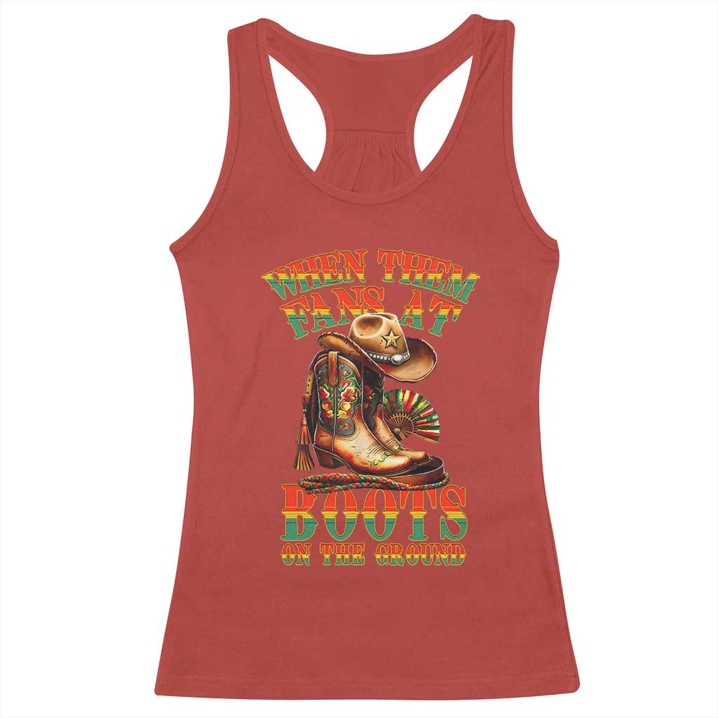 Black Cowgirl Racerback Tank Top When Them Fans At Boots On The Ground - Wonder Print Shop