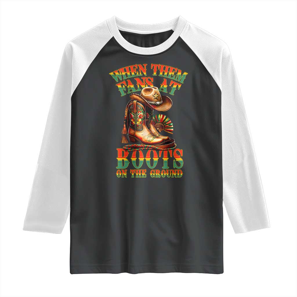 Black Cowgirl Raglan Shirt When Them Fans At Boots On The Ground - Wonder Print Shop