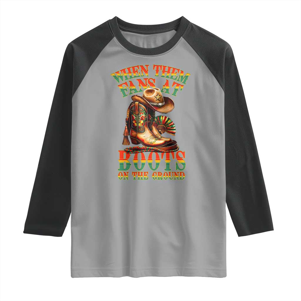 Black Cowgirl Raglan Shirt When Them Fans At Boots On The Ground - Wonder Print Shop