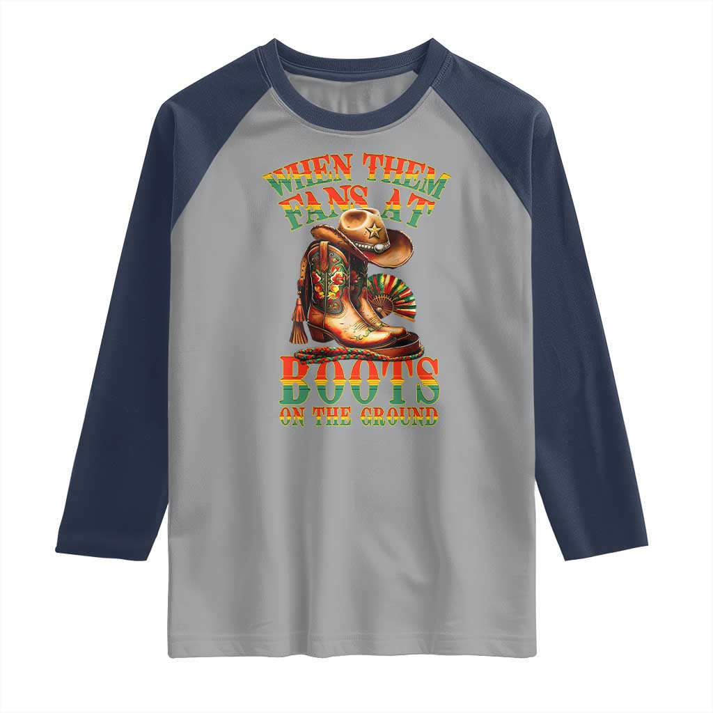 Black Cowgirl Raglan Shirt When Them Fans At Boots On The Ground - Wonder Print Shop