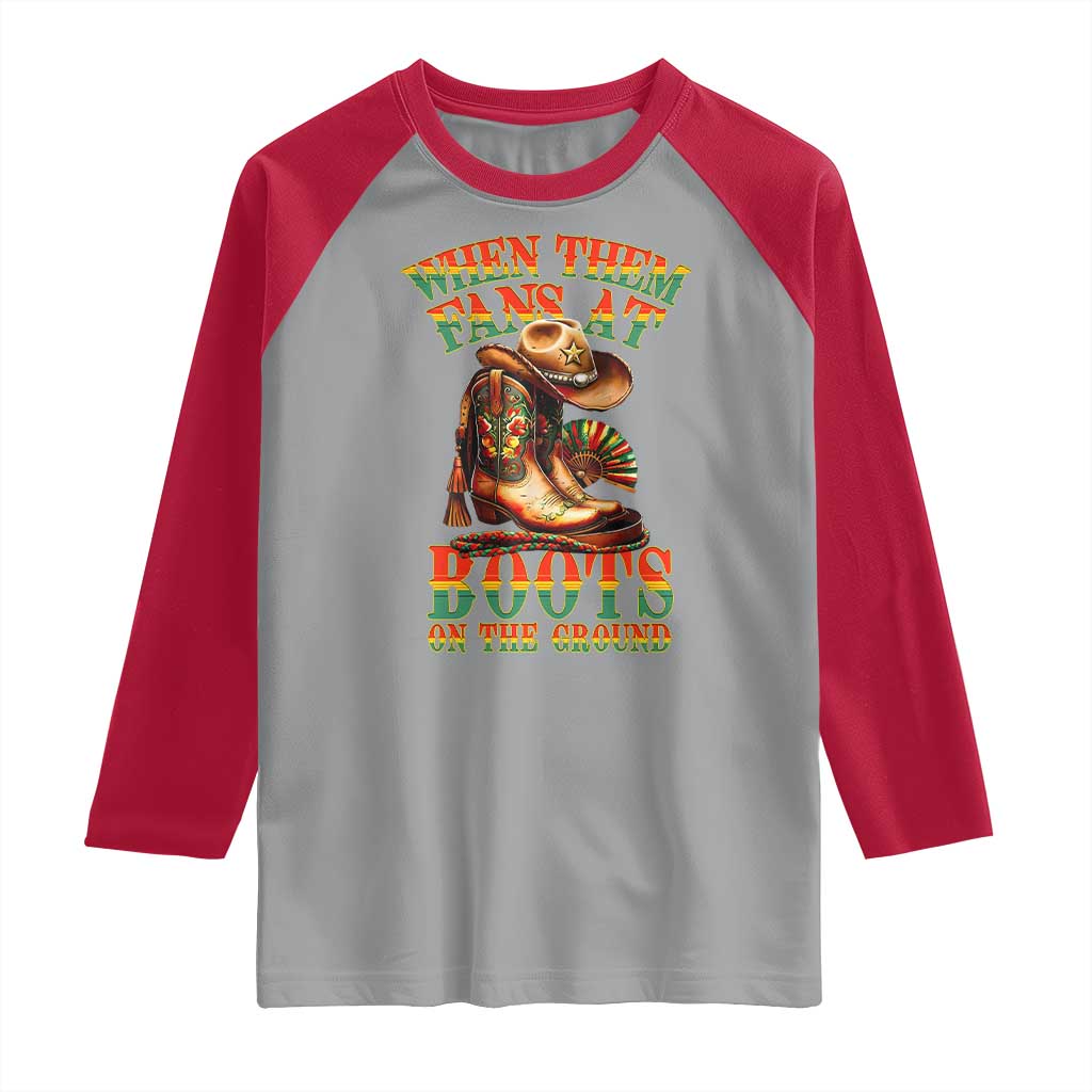 Black Cowgirl Raglan Shirt When Them Fans At Boots On The Ground - Wonder Print Shop