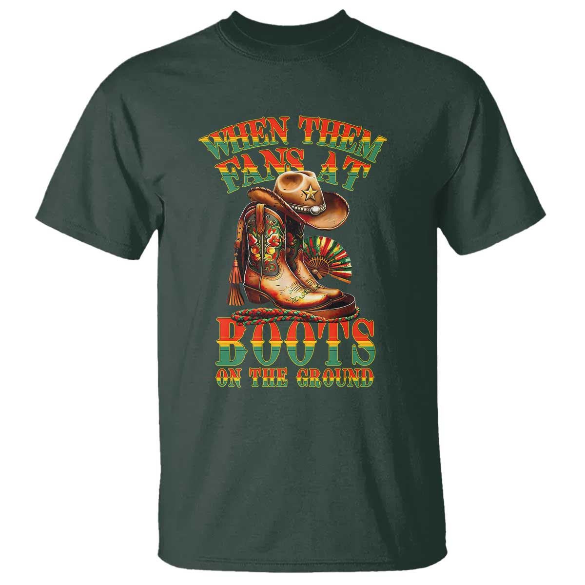 Black Cowgirl T Shirt When Them Fans At Boots On The Ground - Wonder Print Shop