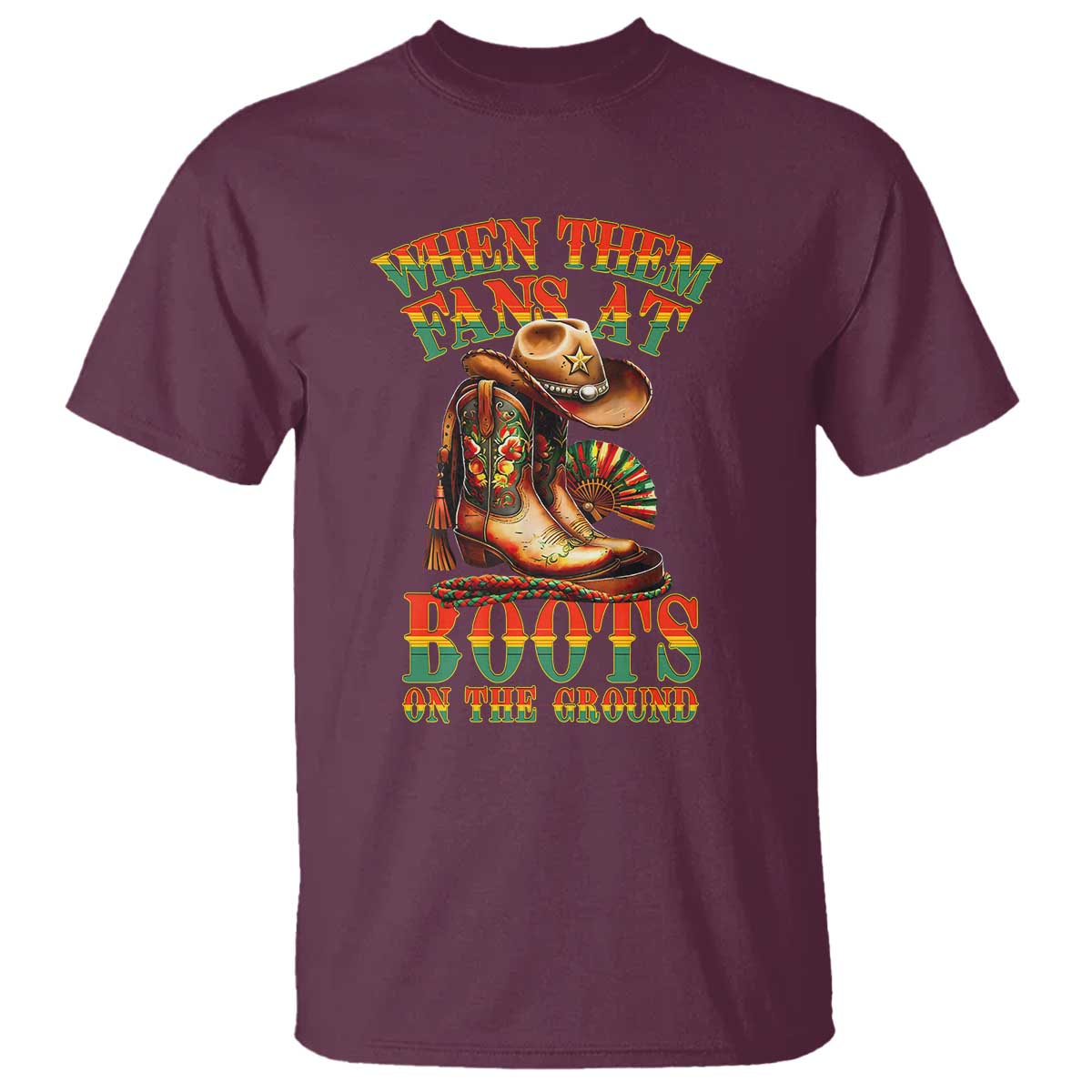 Black Cowgirl T Shirt When Them Fans At Boots On The Ground - Wonder Print Shop