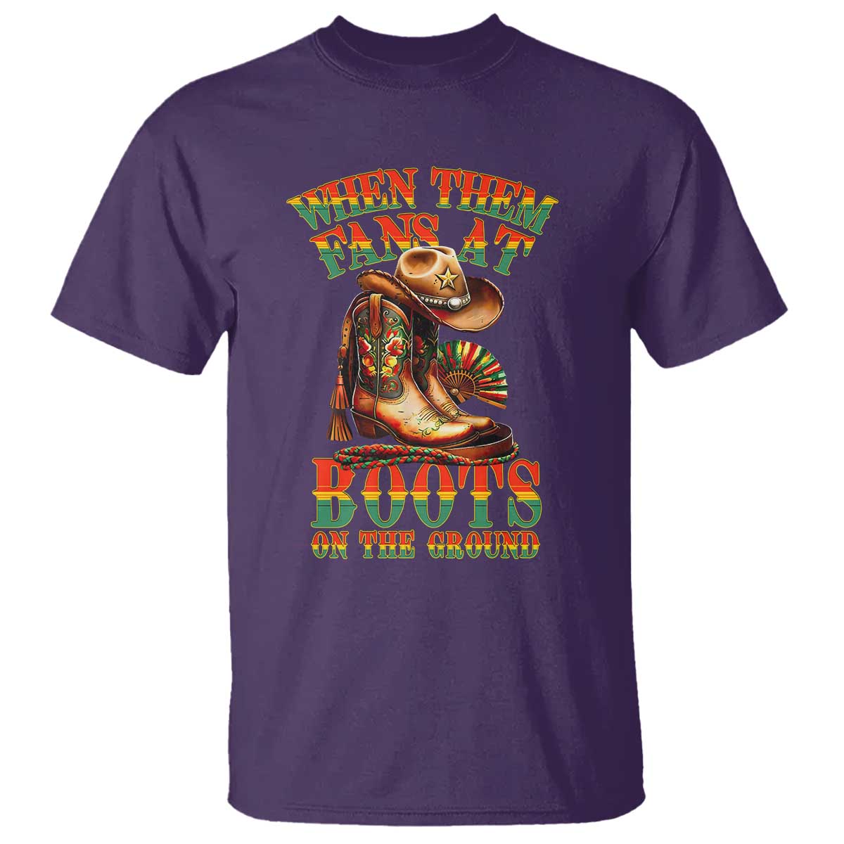 Black Cowgirl T Shirt When Them Fans At Boots On The Ground - Wonder Print Shop