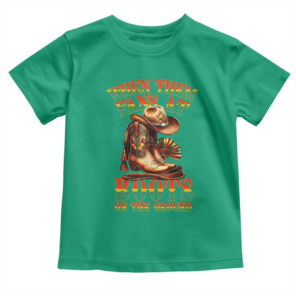 Black Cowgirl Toddler T Shirt When Them Fans At Boots On The Ground - Wonder Print Shop