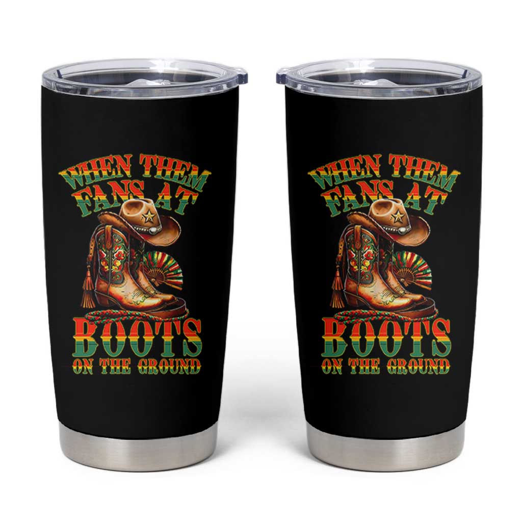 Black Cowgirl Tumbler Cup When Them Fans At Boots On The Ground - Wonder Print Shop