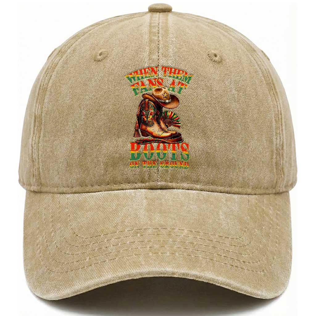 Black Cowgirl Washed Cotton Baseball Cap When Them Fans At Boots On The Ground