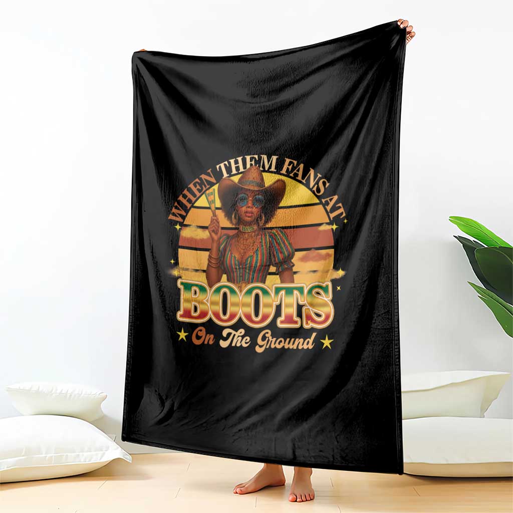 Black Cowgirl Rodeo Throw Blanket Where Them Fans At Boots On Da Ground - Wonder Print Shop