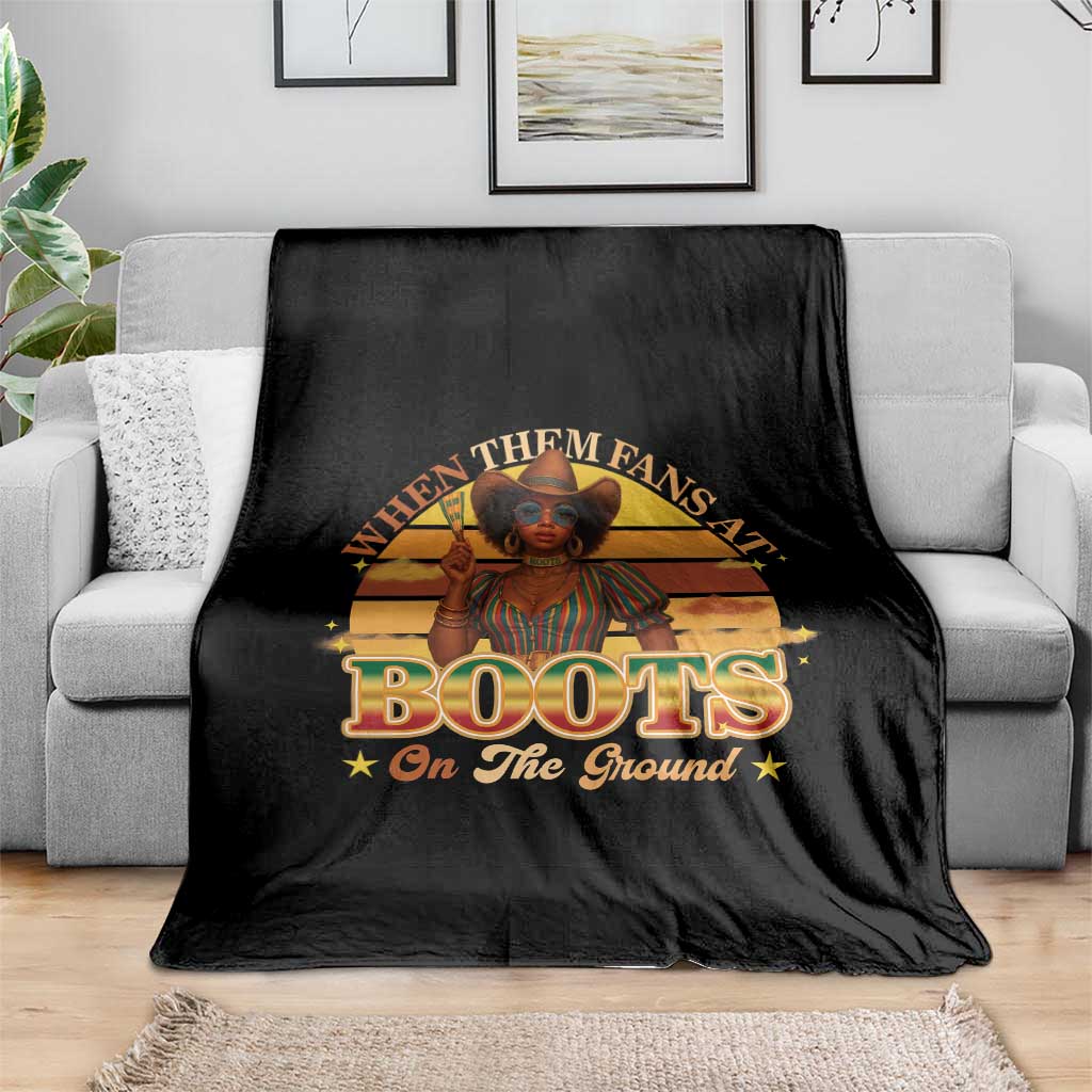 Black Cowgirl Rodeo Throw Blanket Where Them Fans At Boots On Da Ground - Wonder Print Shop